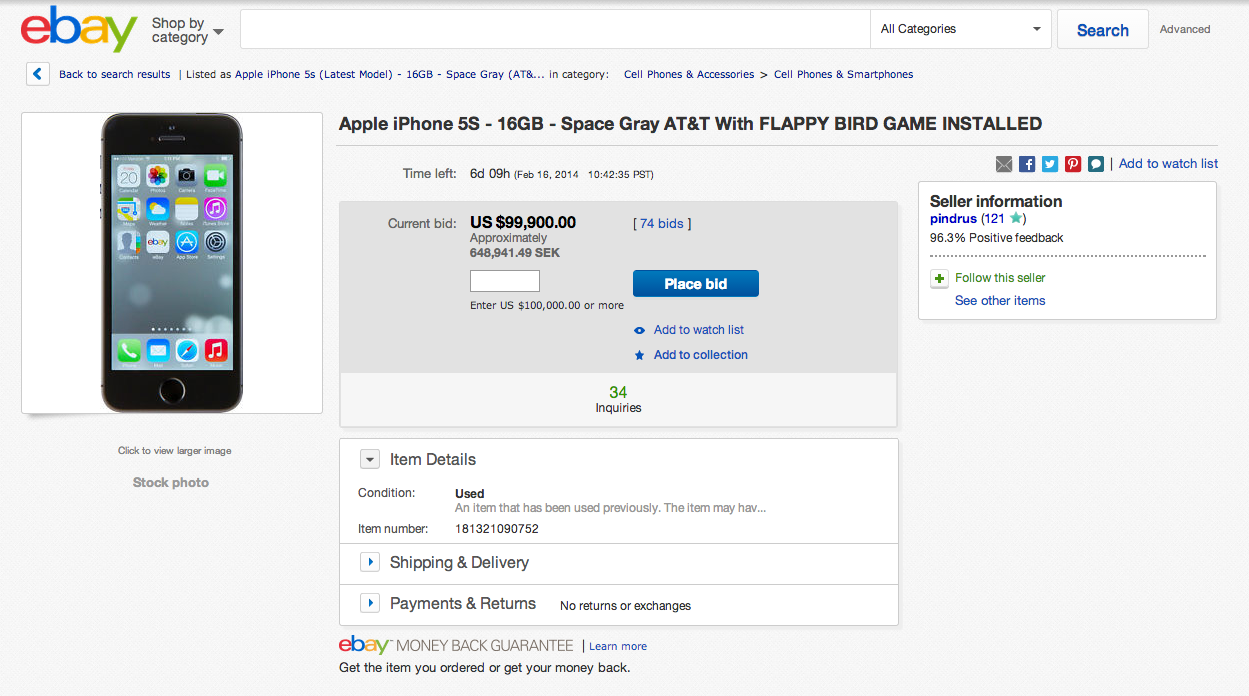 Ebay, Flappy Bird, Iphone